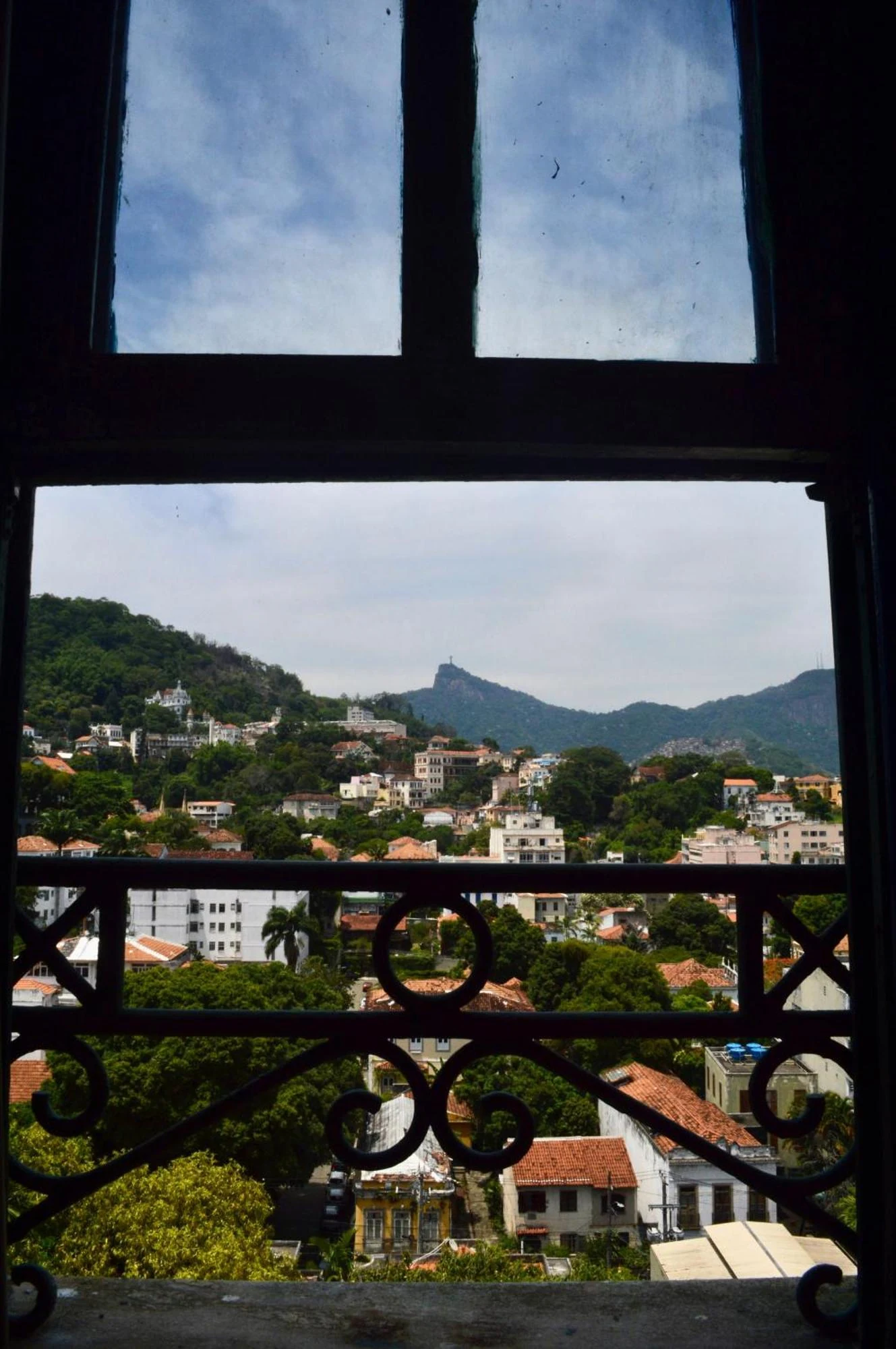 The hills through a window